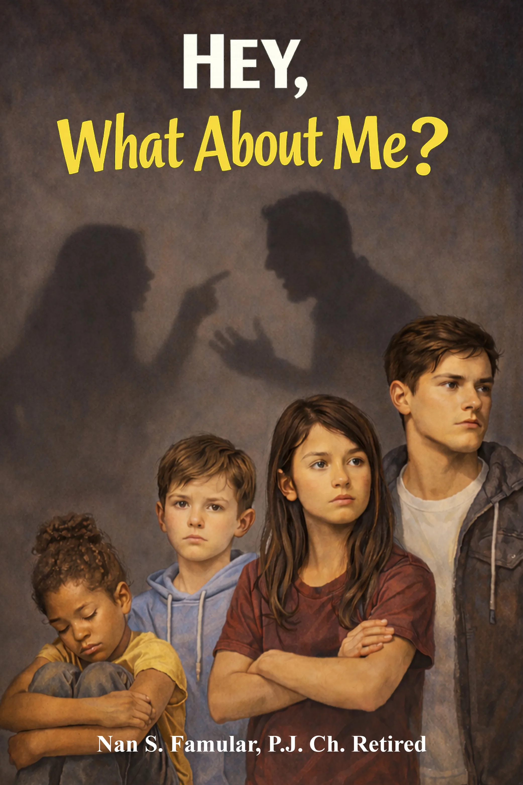 Original placeholder book cover titled Hey What About Me? representing the Children's Books category