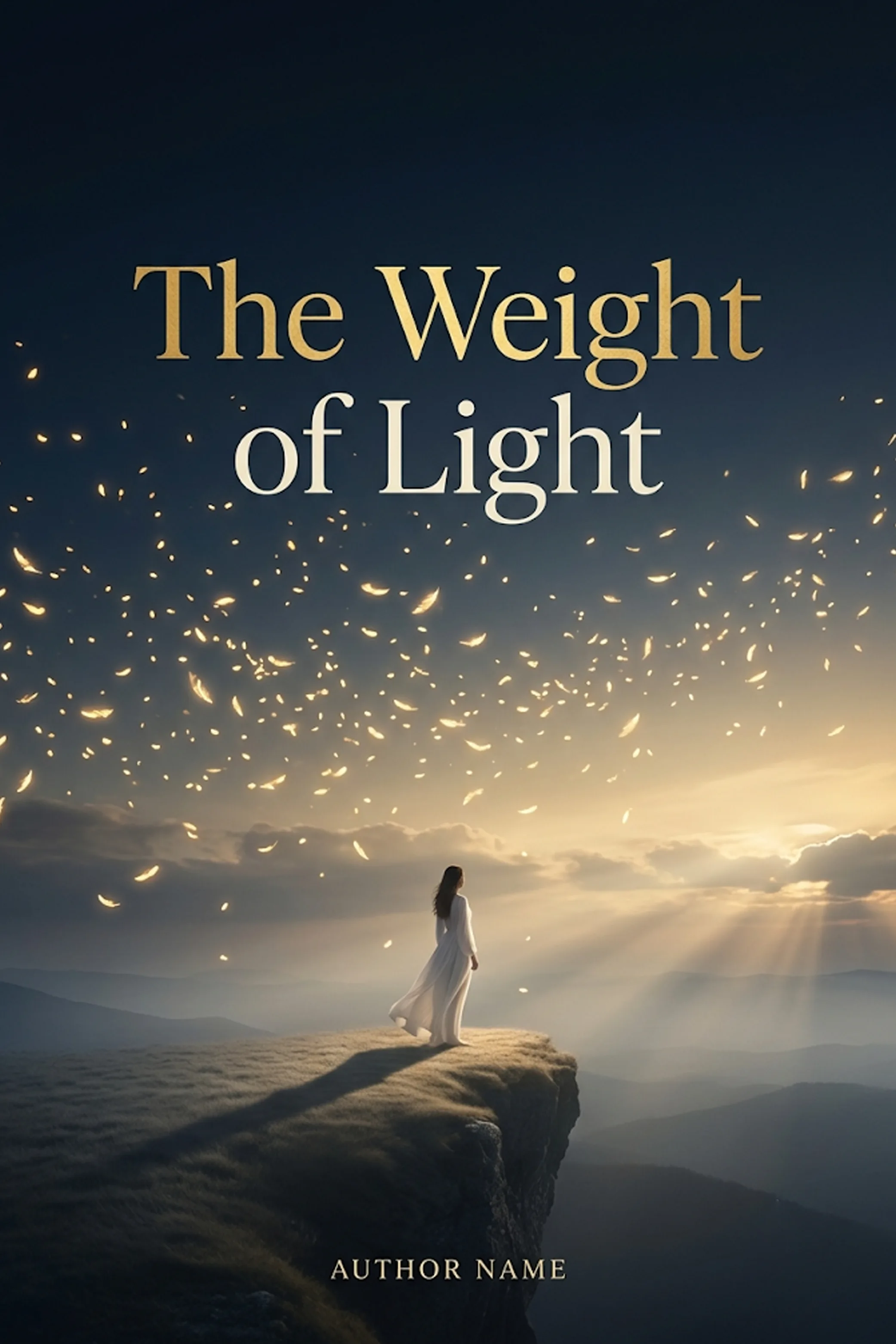 Original placeholder book cover titled The Weight of Light representing the Poetry category