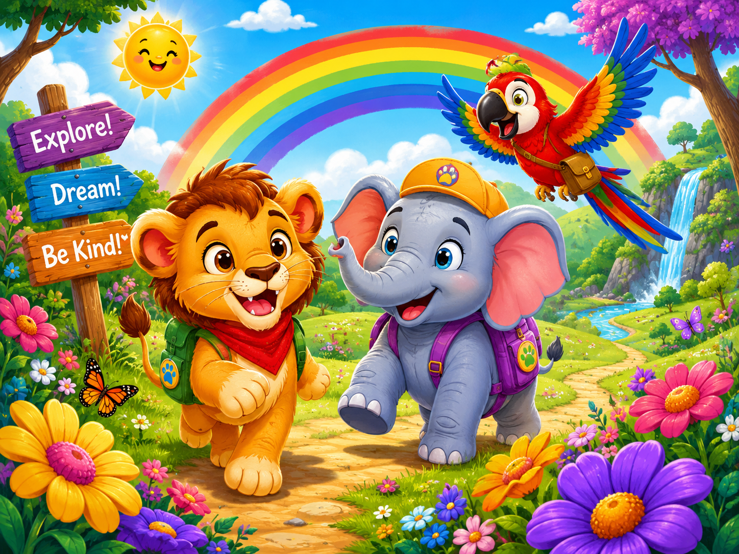 Bright cartoon style